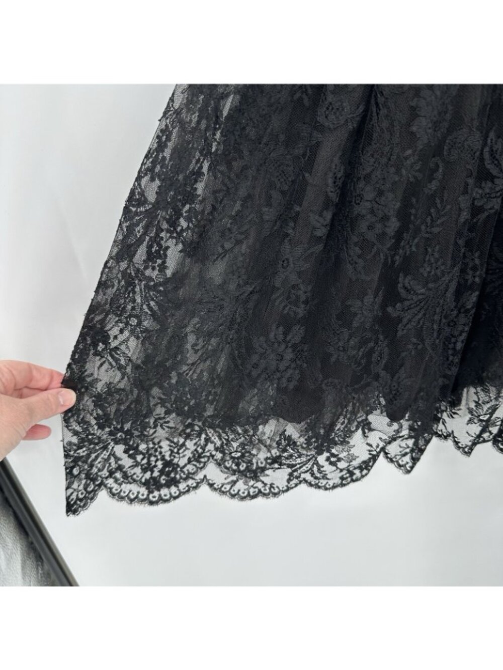 VINTAGE 50S COCKTAIL DRESS XS black lace fit flare party special occasion retro - Picture 8 of 14